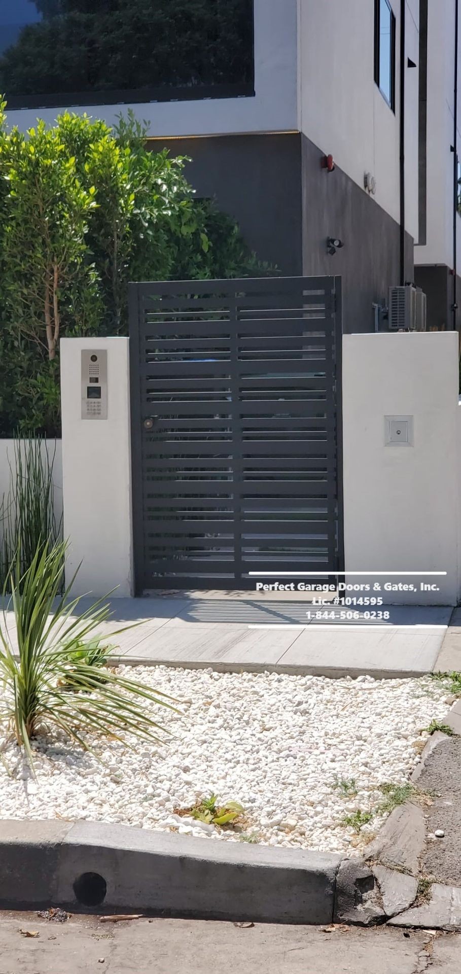 Custom Horizontal Flat Iron Pedestrian Gate with Intercom