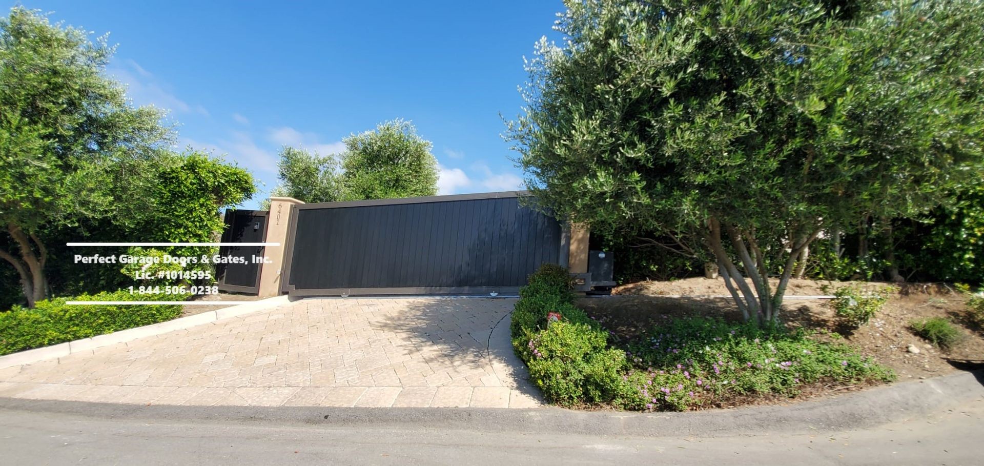 Custom Painted Vertical Wood Sliding Driveway Gate with Frame