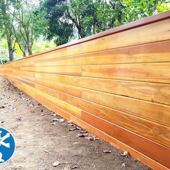 Custom Stained Horizontal Wood Fence with Wood Cap