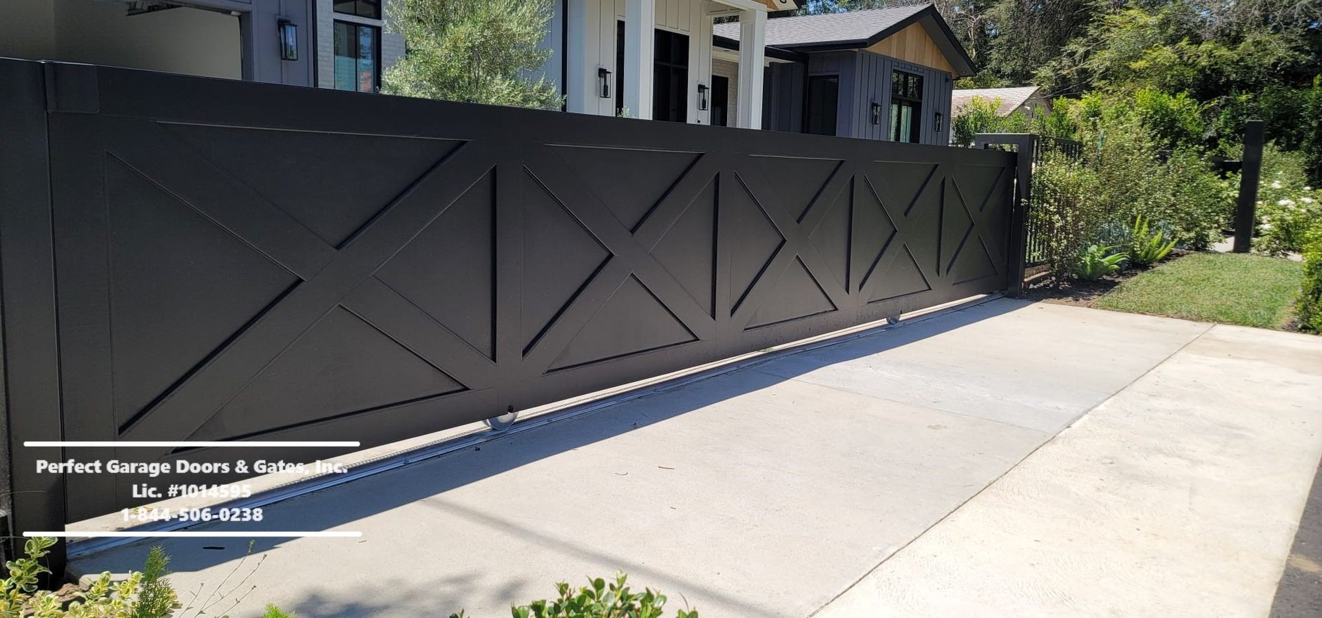 Custom Shaker Style Wood Sliding Driveway Gate with X Design