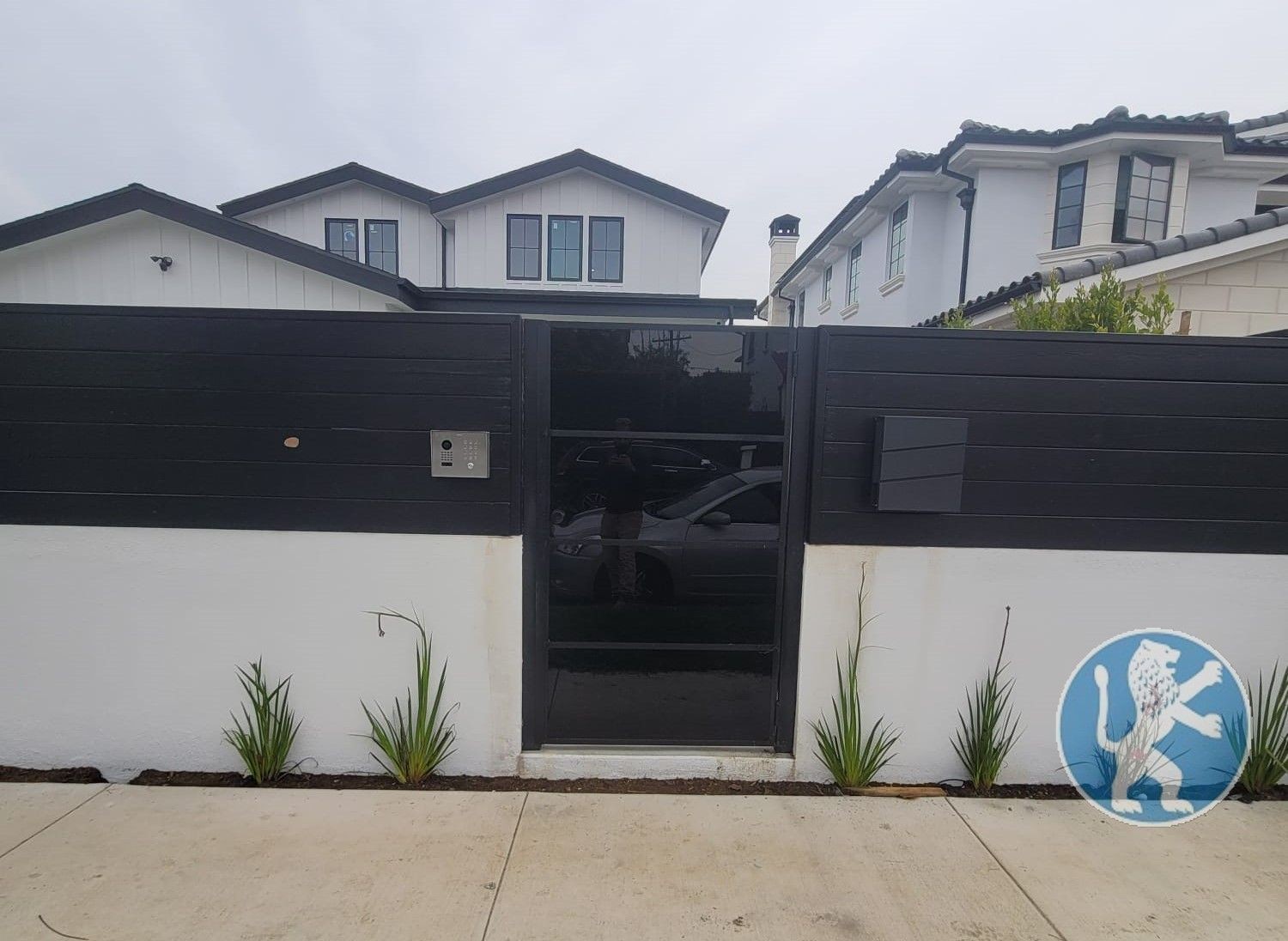 Custom Black Tinted Contemporary Style Glass Pedestrian Gate