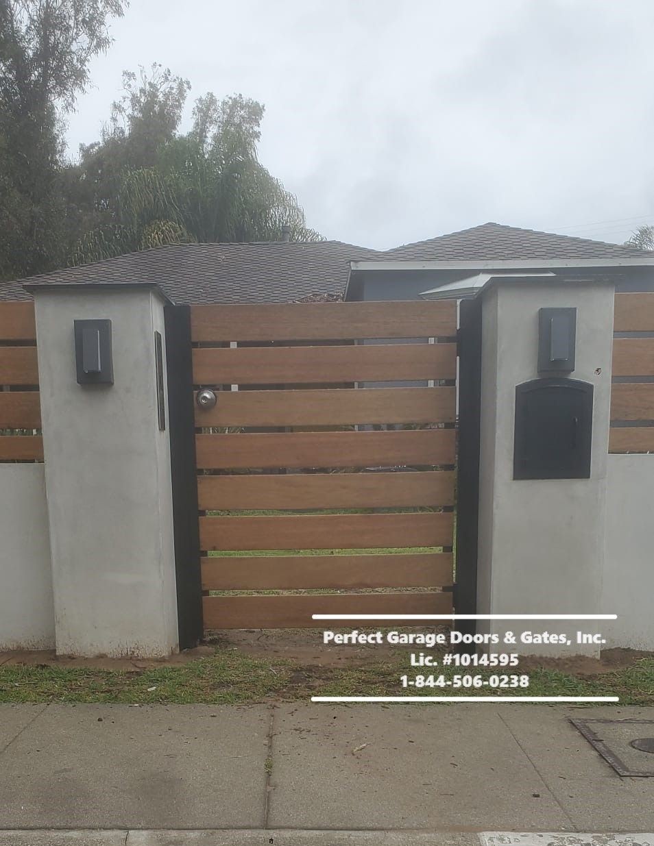 Custom Stained Horizontal Wood Pedestrian Gate